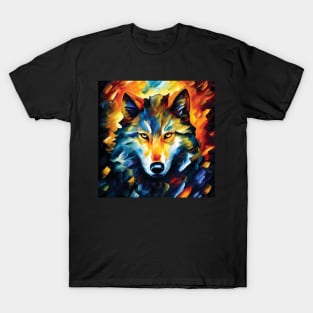 Wolf in Bright Colours. Bold Striking Painting T-Shirt